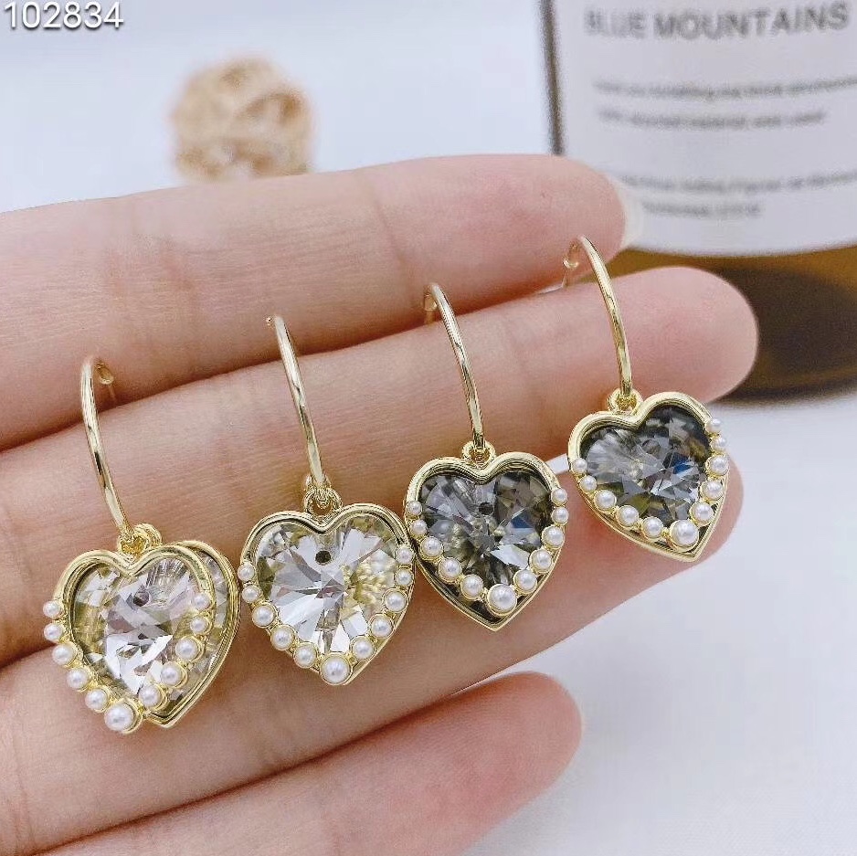925 silver needle ocean heart earrings female temperament simple personality web celebrity love pendant earrings thumbnail