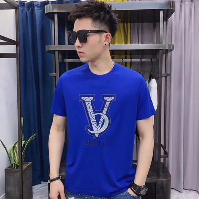 European-style summer new men's short-sleeved T shirt base shirt cotton clothes on the loose trend half sleeve men's clothing thumbnail