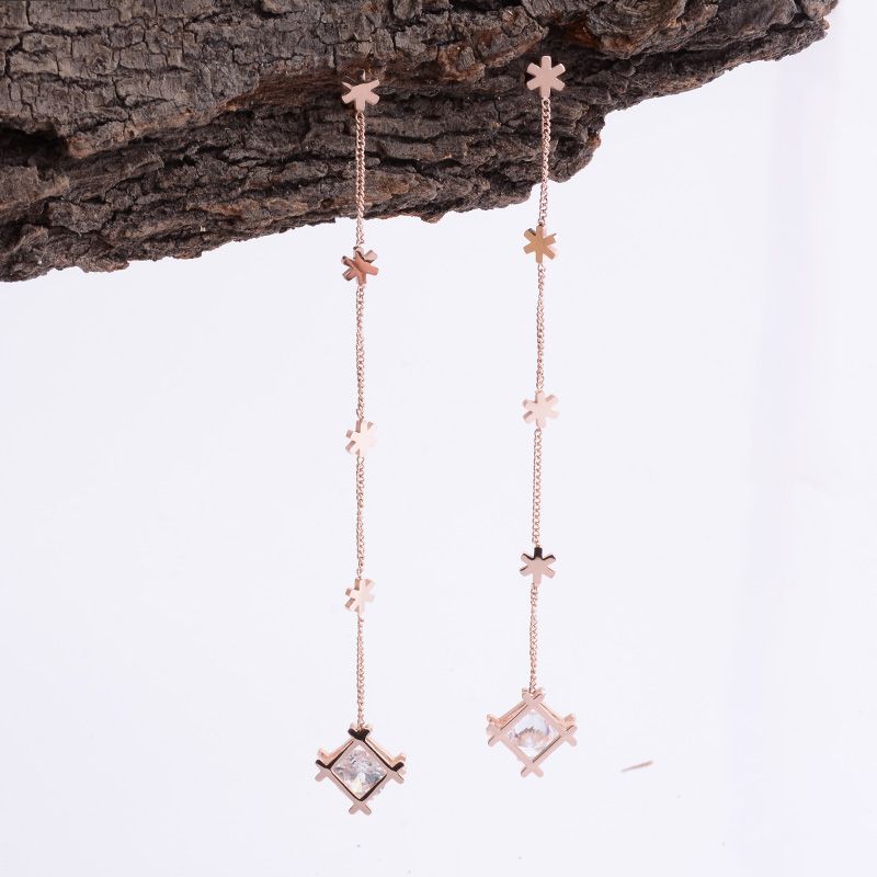 Long style titanium steel earrings 2, with random hair, details Picture