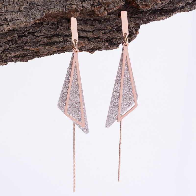 Long style titanium steel earrings 2, with random hair, Item Picture