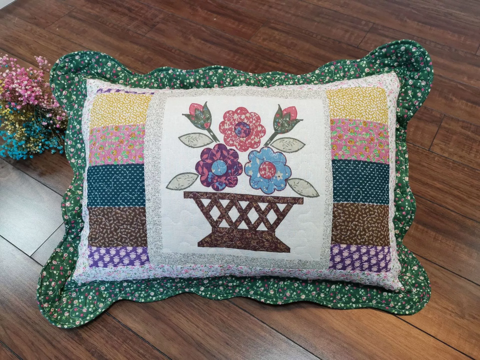 All-cotton quilted pillowcase, pure cotton printed 40*60 pillowcase, single student dormitory detail image 1