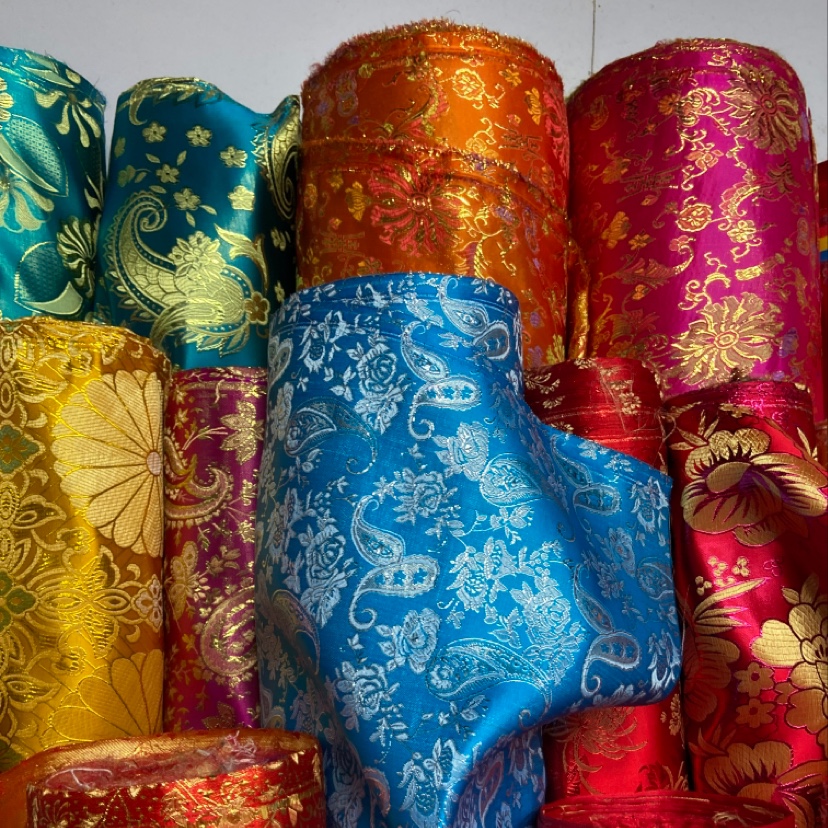 Blue Silver Border Embroidered Fine Leather Brocade Fabric Craft Decoration Gift Wrap Cloth Clothing