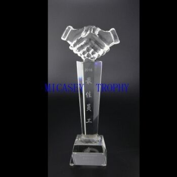 握手水晶奖杯