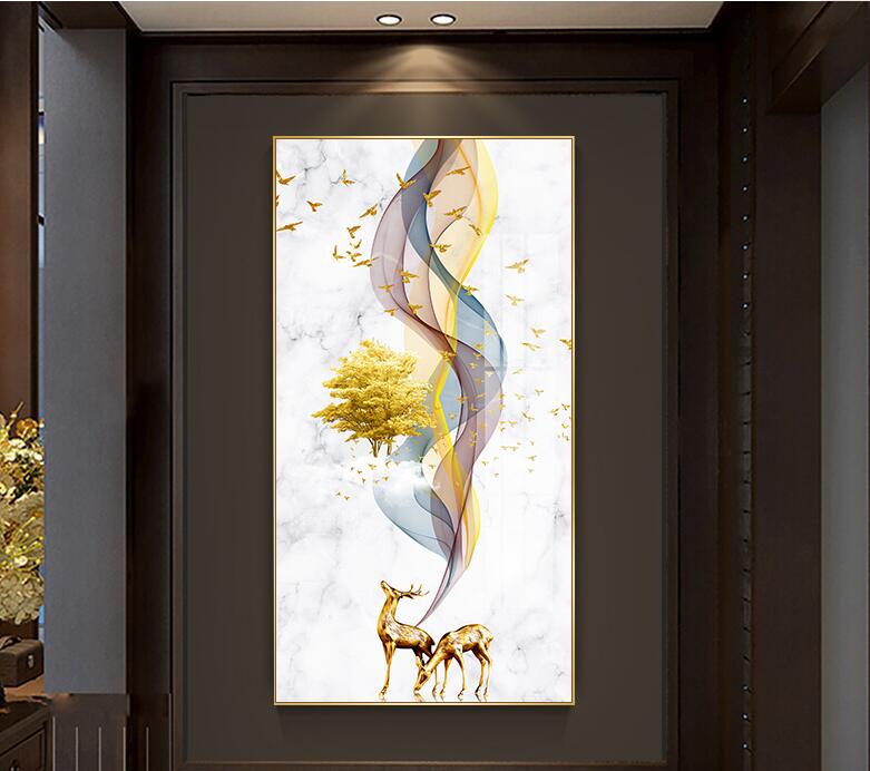 入户玄关装饰画现代简约大气竖版过道走廊尽头壁画玄幻挂画晶瓷画详情图3