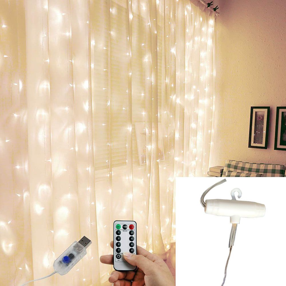 2020 Amazon USB remote Control 3*3 copper wire light string, ice strip curtain light, LED Christmas decorative light string, copper wire light Specification image