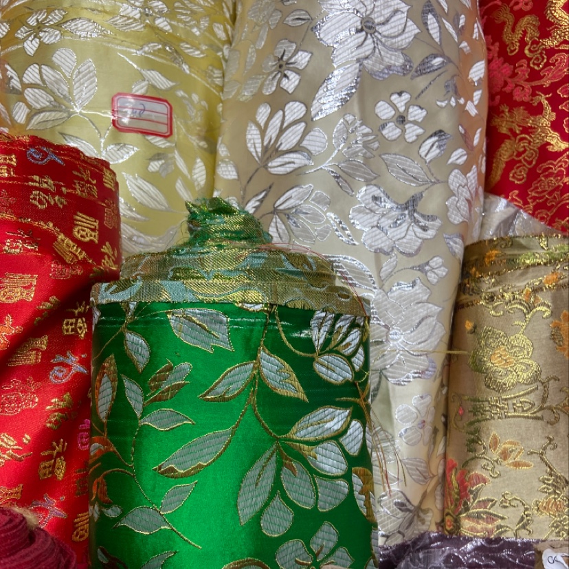 Green Silver Edge Ironing Embroidered Fine Leather Brocade Fabric Craft Decoration Gift Packaging Cloth Dress Cheongsam