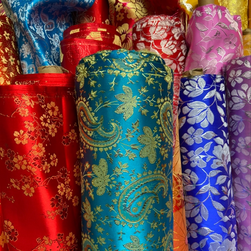 Blue embroidered, gold-embossed, fine leather, brocade fabric, decorative items, gift packaging fabric, clothing Specification image