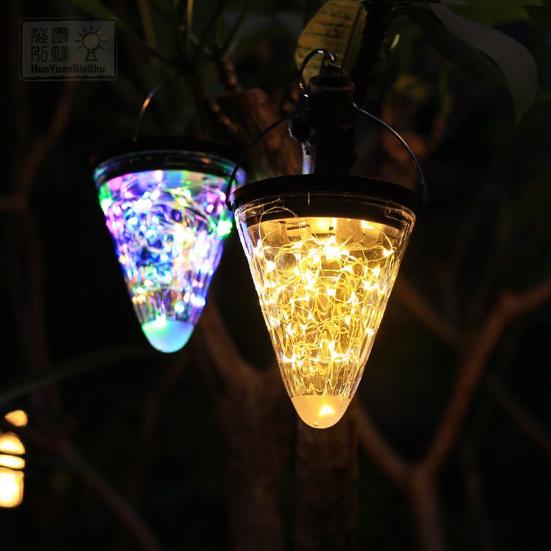 Solar energy small chandelier tent lights camping lights atmosphere lights hanging tree lights festival stars outdoor Mason jar wall lights