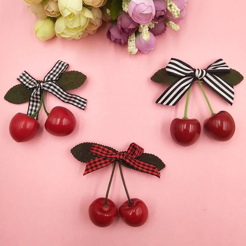 可爱樱桃蝴蝶结边夹鸭嘴夹发夹发饰发卡头花夹子饰品[121]详情图4