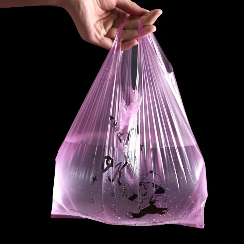 20#cm加厚粉娃一次性粉色卡通塑料袋水果袋外卖打包袋马甲袋手提购物袋详情图4
