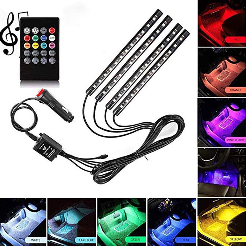 Car ambient light, foot ambient light, LED seven-color remote control, sound control, RGB music rhythm light