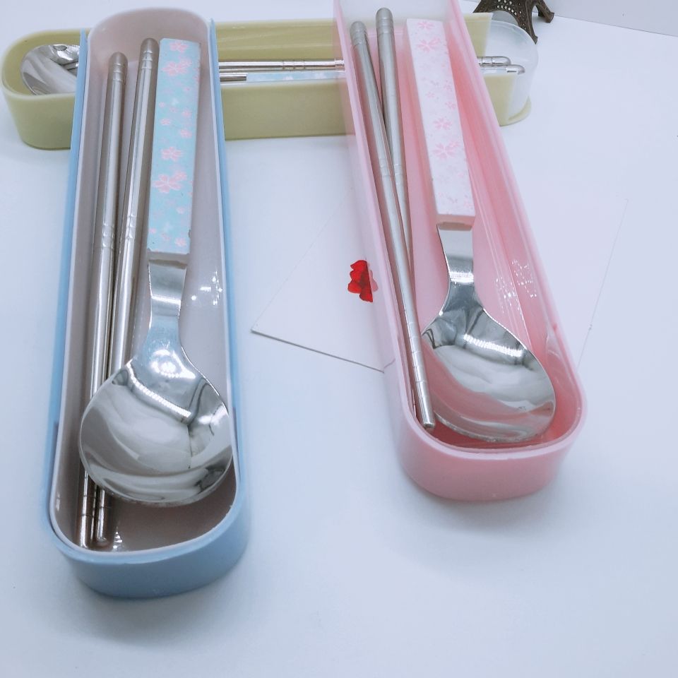 Wholesale custom quality simple steel spoon chopsticks two-piece tableware set details Picture