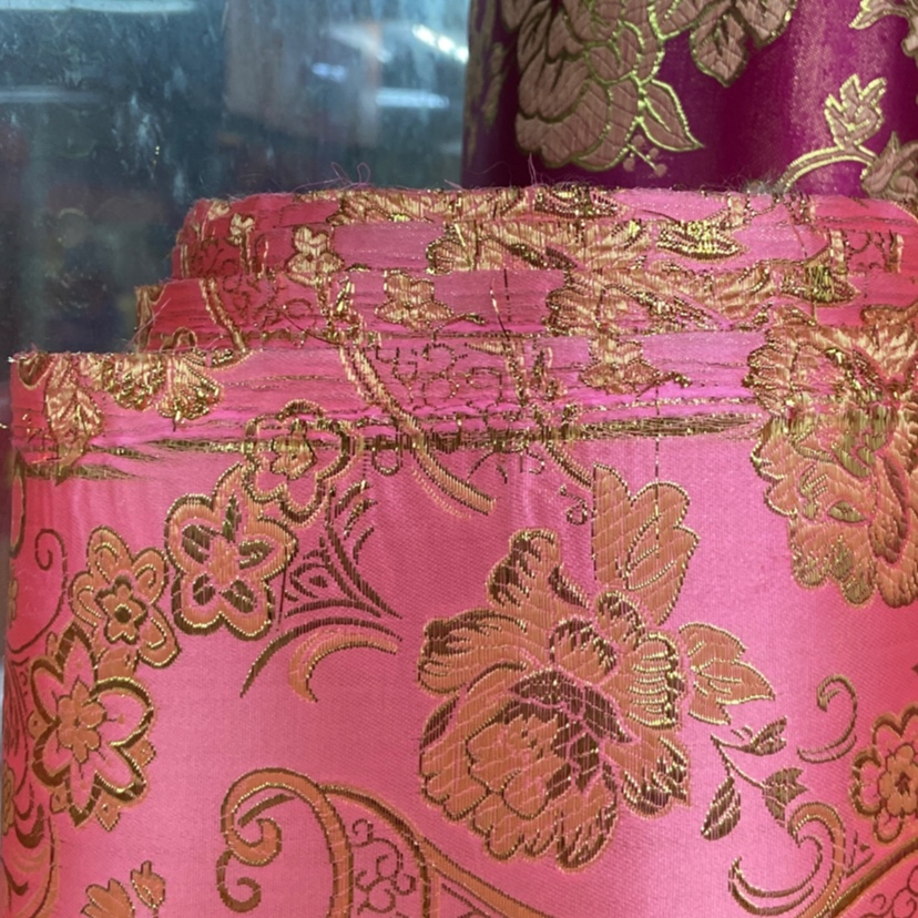 粉色精皮锦缎布料工艺装饰品礼品包装布服饰