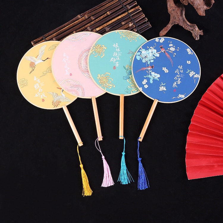 Classical troupe fan han fu wooden handle palace fan dance fan thumbnail