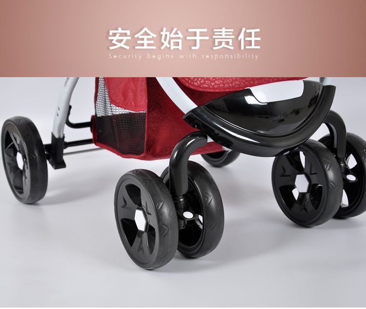 黄金宝贝加宽推车婴儿车可换向平躺童车大轮高景观详情图3