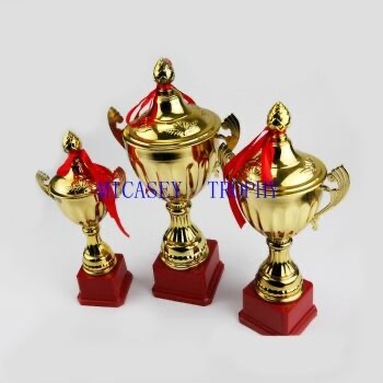 A small metal trophy with a lid is a special prize for children's dance competitions in sports meetings details Picture