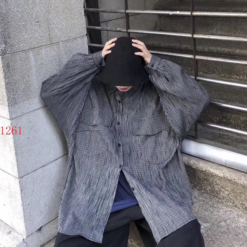 新款秋款韩版黑白衬衫小格子