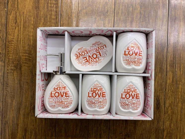 Valentine's Day love ceramic sanitary ware five-piece set thumbnail