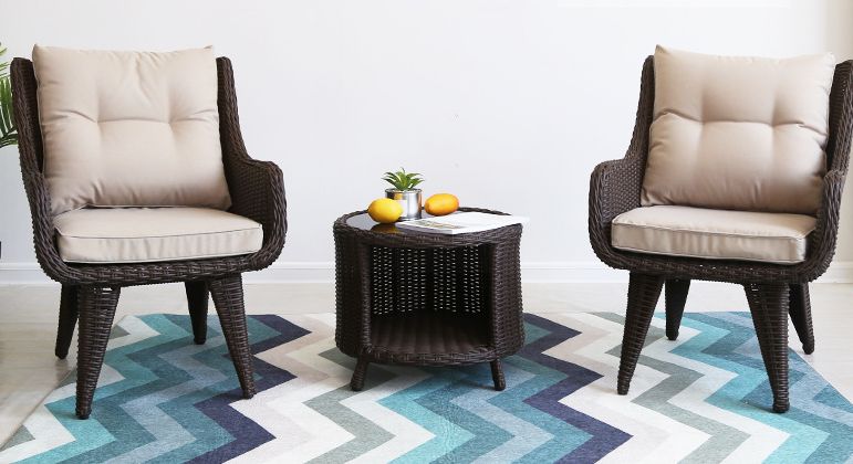 Rattan Chair Three-Piece Set Of Leisure Table And Chair Combination Balcony Small Coffee Table Modern Simple Courtyard Outdoor Table And Chair full figure