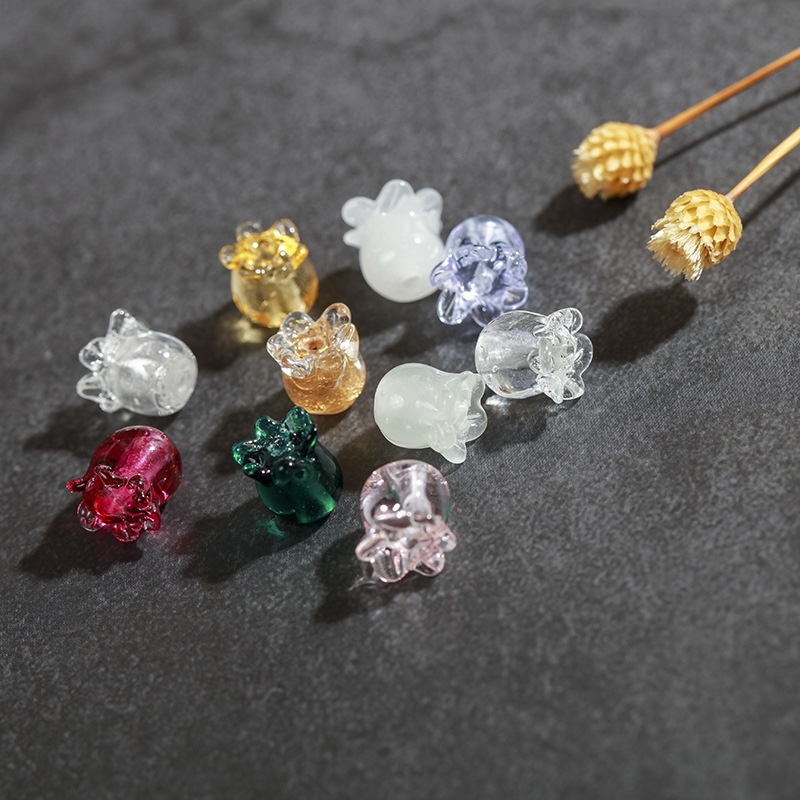 琉璃碧玺花芯铃兰花散珠diy手工串珠吊坠发簪耳坠古装材料图