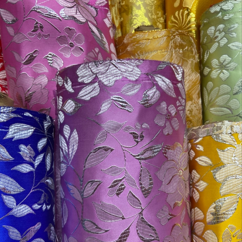 Pink leather with silver edge embroidery, fine leather brocade fabric, decorative items, gift packaging fabric, clothing, cheongsam
