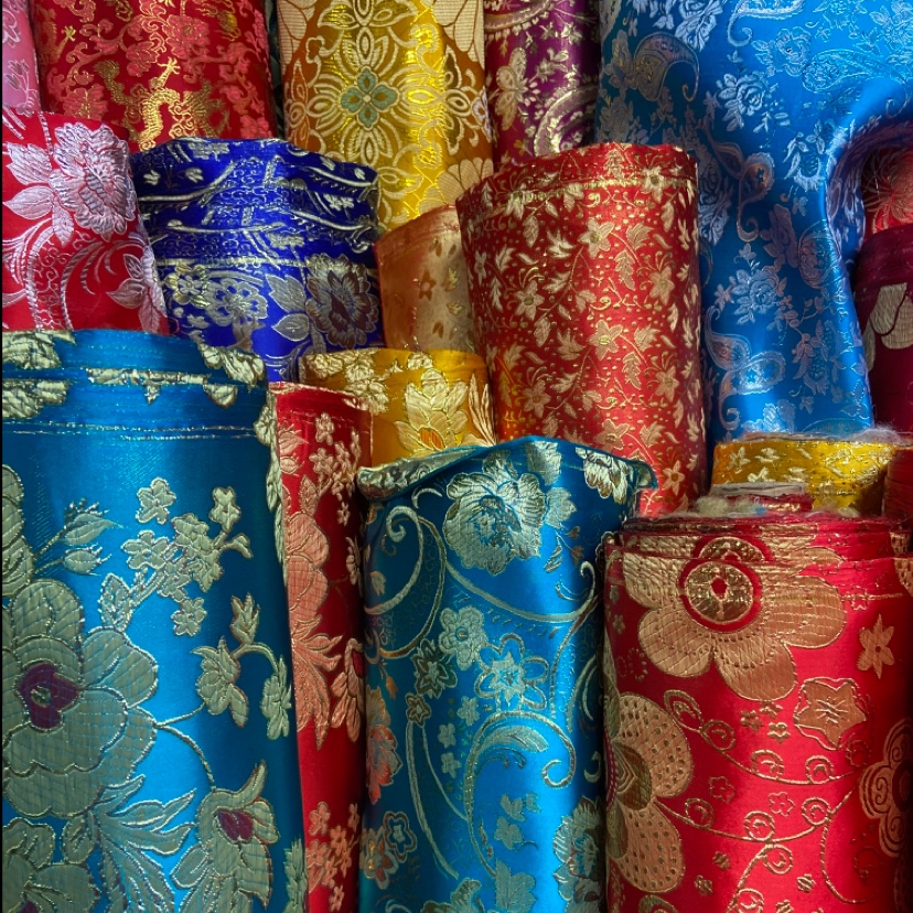 Cyan Fine Leather Brocade Fabric Craft Decoration Gift Wrapping Cloth Clothing