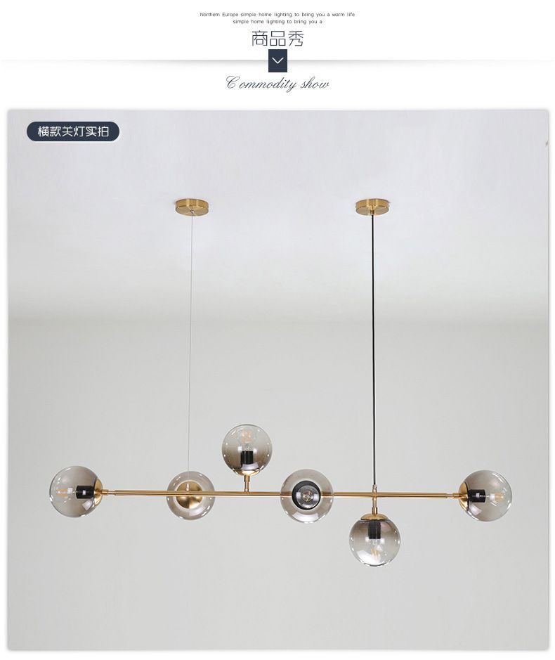 Nordic restaurant lighting fixtures, modern and simple long strips, creative and personalized living room, commercial dining table, magic bean bar counter chandelier detail image 5