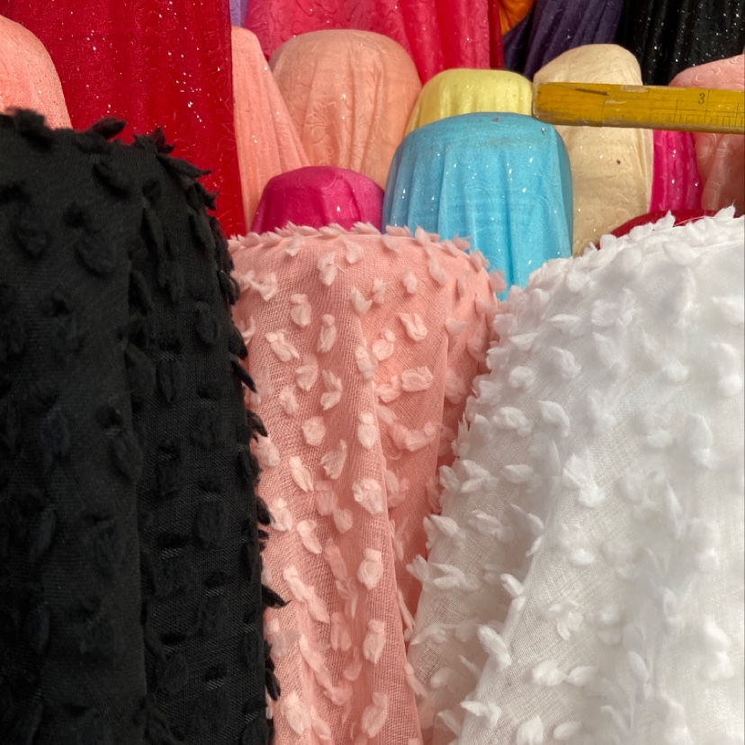 浅粉色仿麻小毛球布料装饰品工艺品服装饰品面料布料