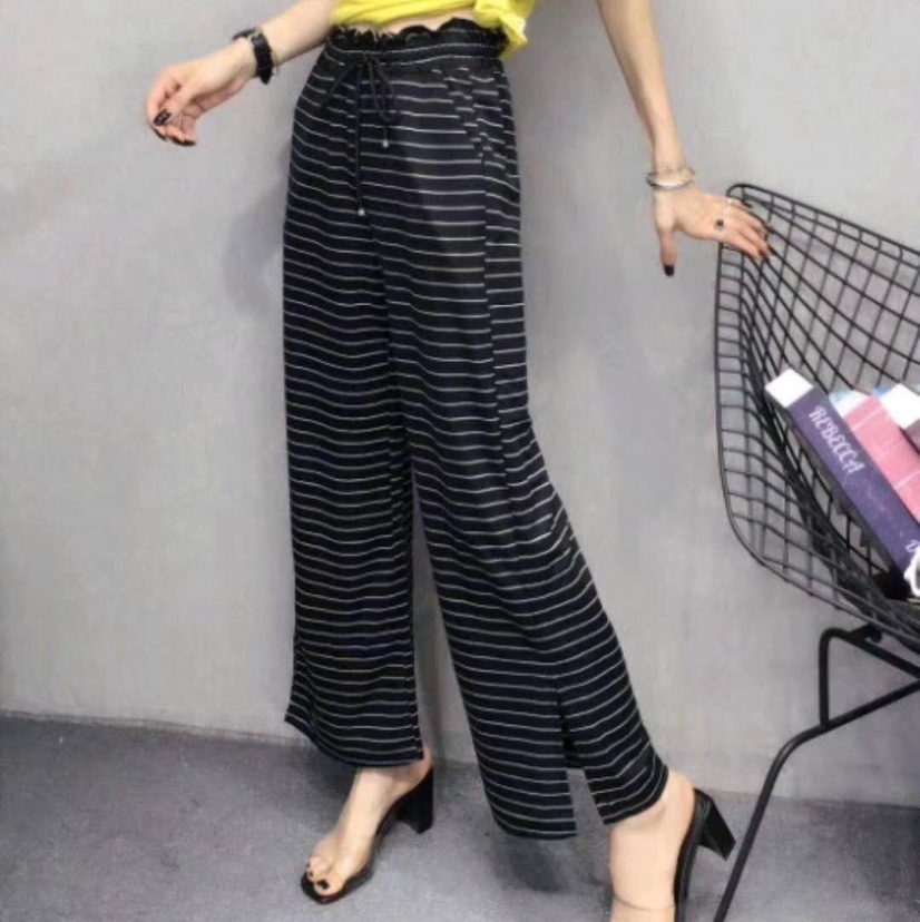 Summer striped wide-leg pants 01261 S waist 58 hips 98 length 100