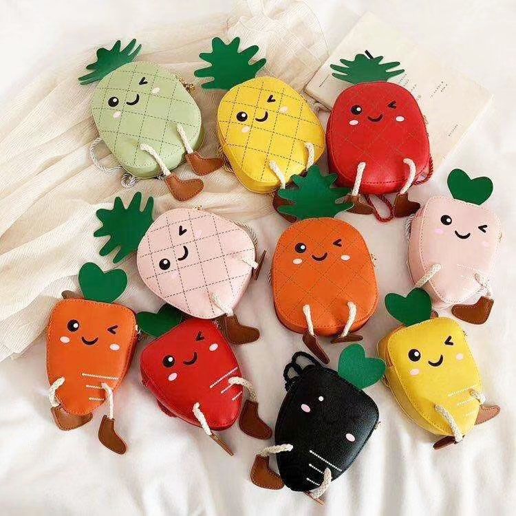 网红爆款时尚流行水果菠萝系列可爱卡通学生儿童书包零食背包