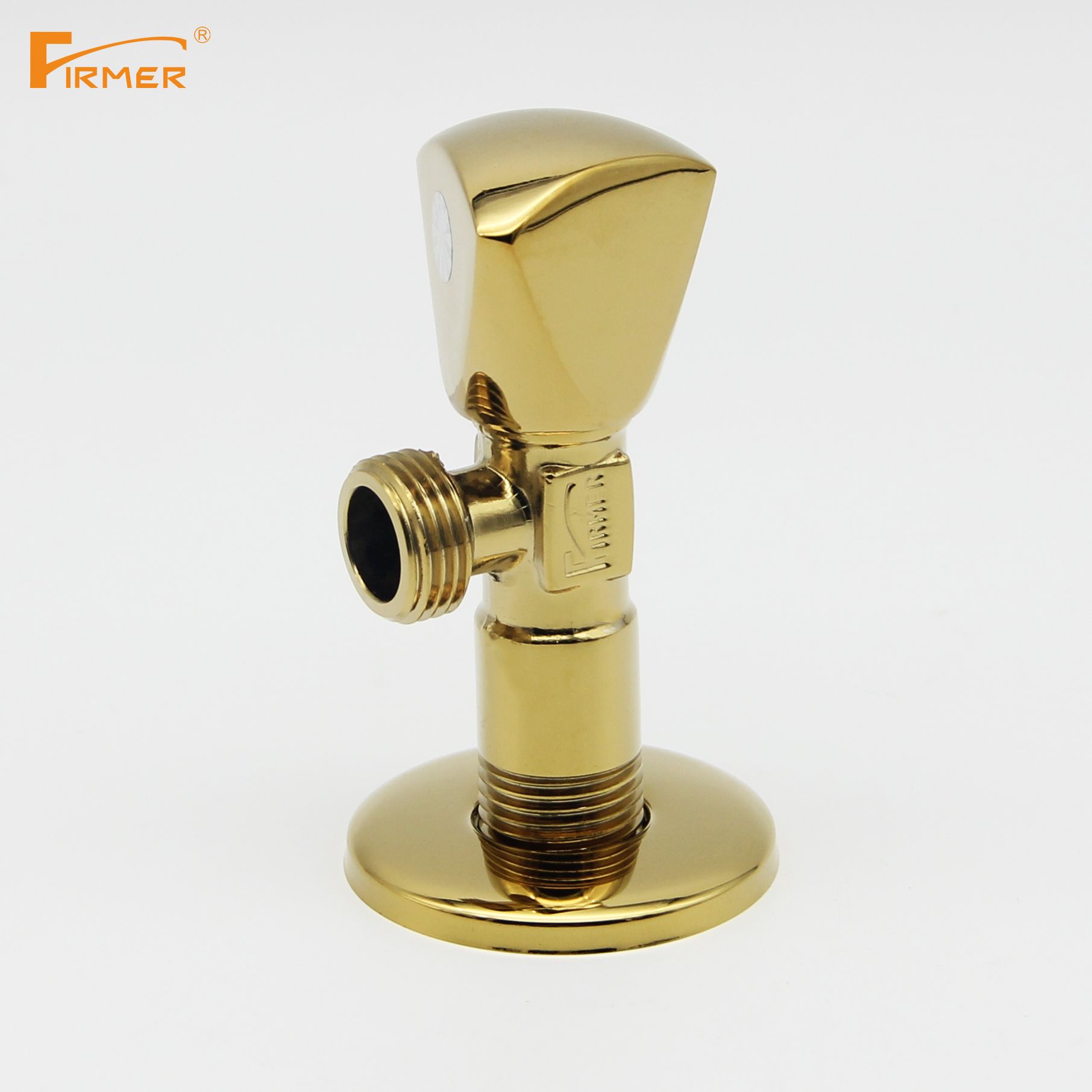 FIRMER gold all copper body triangle valve gold plated toilet basin water heater hot and cold check valve full figure