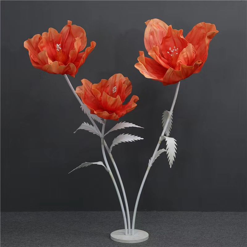Hongling wedding props, new road guide decorative flowers, stage background decoration, paper flowers, tulips, window display ornaments details Picture