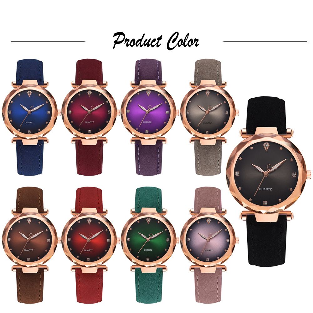 A new simple and casual ladies' watch, a diamond-encrusted leather strap quartz watch with elegant style, available on wechat Business AliExpress detail image 1