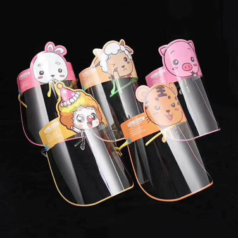 Children cartoon style anti-splash anti-oil plastic safety isolation mask Child transparent anti-smog mask full figure