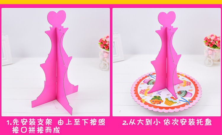 节日用品纸质蛋糕架三层加厚可折叠点心架纸杯蛋糕托盘儿童派对甜品台装扮详情图5