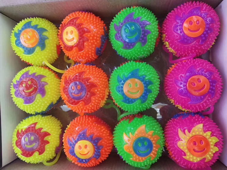 Yiwu Selection manufacturers Direct selling 7.5cm whistle ball Sun flower Ball with lamp with whistle rope style can be mixed style thumbnail