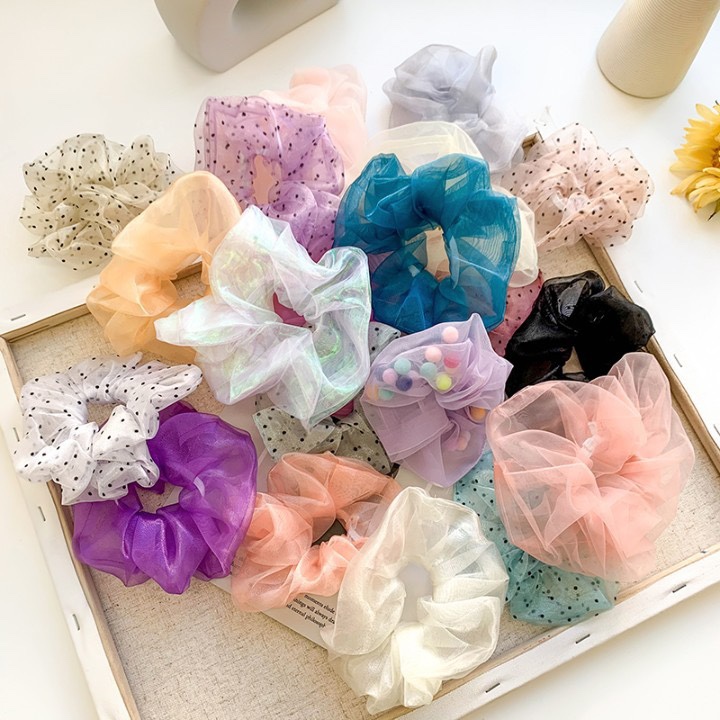Fairy ~ large super Fairy wave dot net yarn large intestine ring hair ring head rope Sen line Organza yarn female hair rope headdress wholesale thumbnail