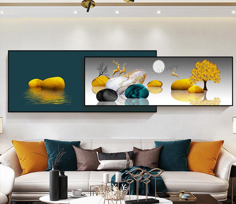 现代轻奢客厅装饰画北欧简约挂画沙发背后背景墙横幅山水画墙画详情图4