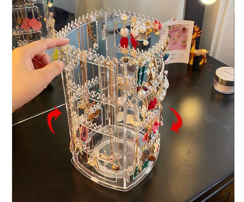 Earring rack, jewelry storage and display stand, hanging necklace, ear clips, ear studs, hair accessories, large-capacity rotating jewelry box, screen detail image 2