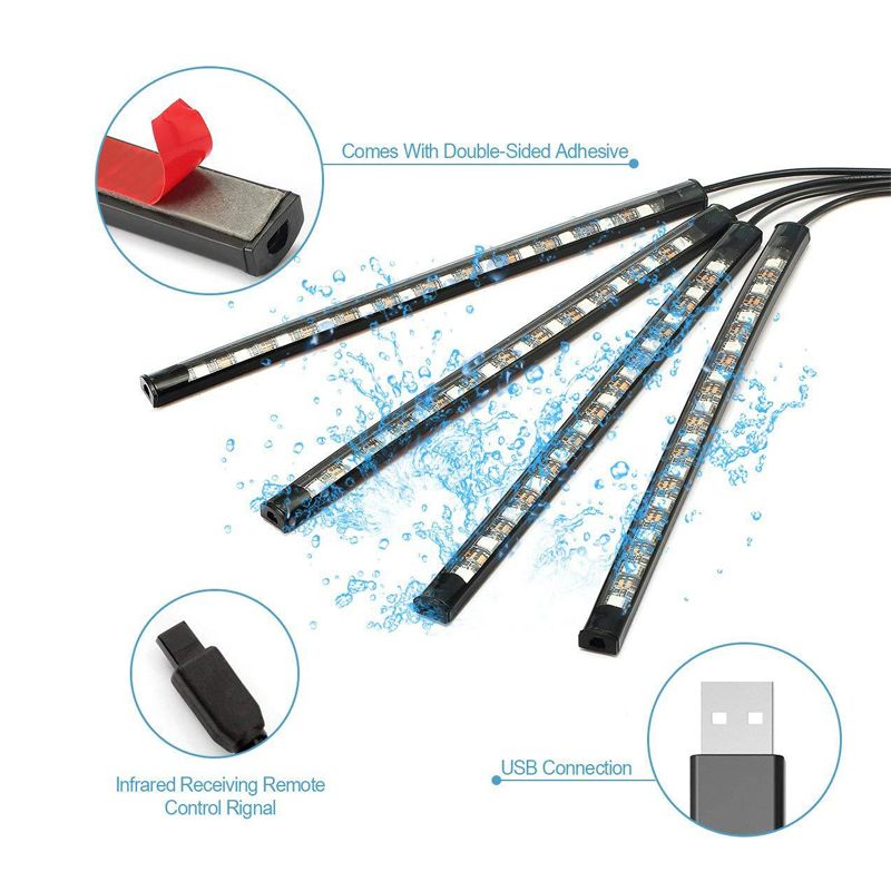 Car ambient light, foot ambient light, LED seven-color remote control, sound control, RGB music rhythm light pic 3