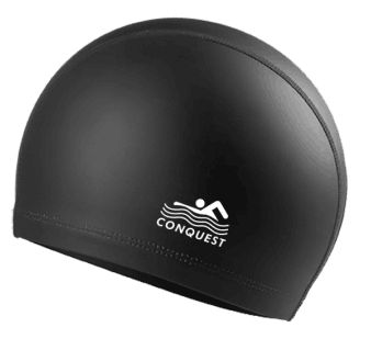 厂家直销游泳帽搏路conquest PU涂层游泳帽PU01帽 黑色
