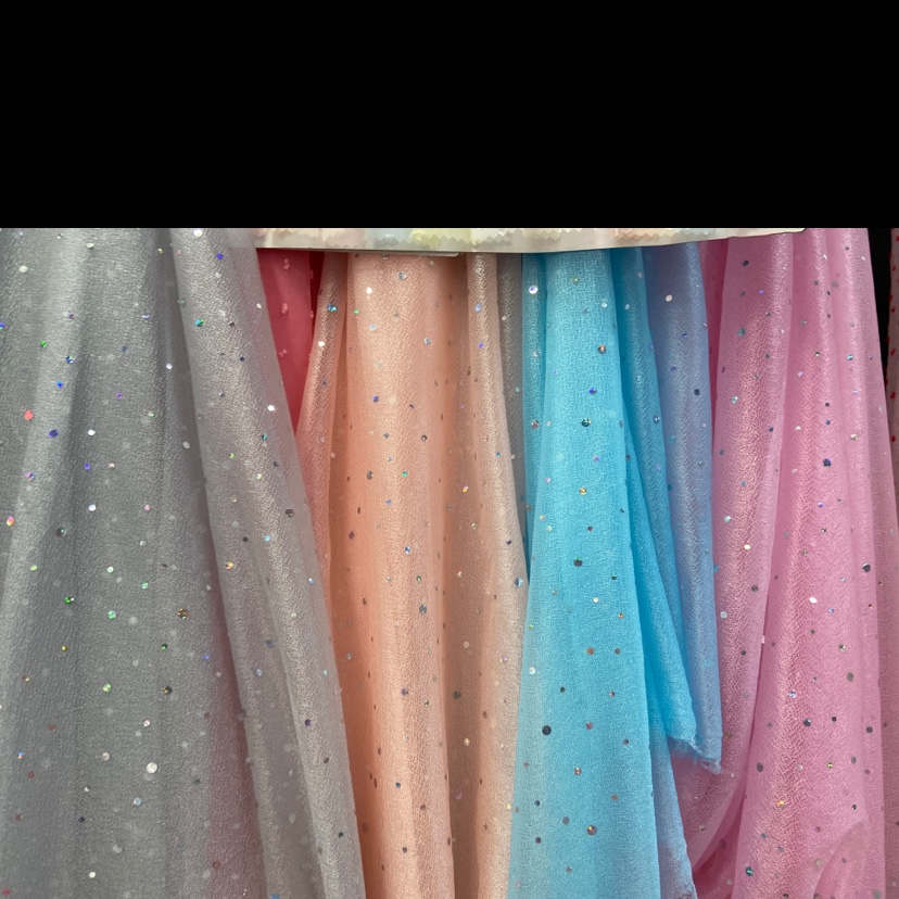 Blue sequined beauty gauze fabric, four colors available for selection, decorative items, handicrafts, clothing accessories, fabric, headwear, and gauze scarves details Picture