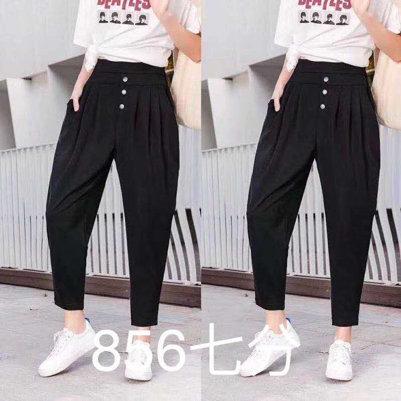 哈伦裤女宽松2020夏季薄款九分裤弹力高腰大码胖mm女裤休闲萝卜裤