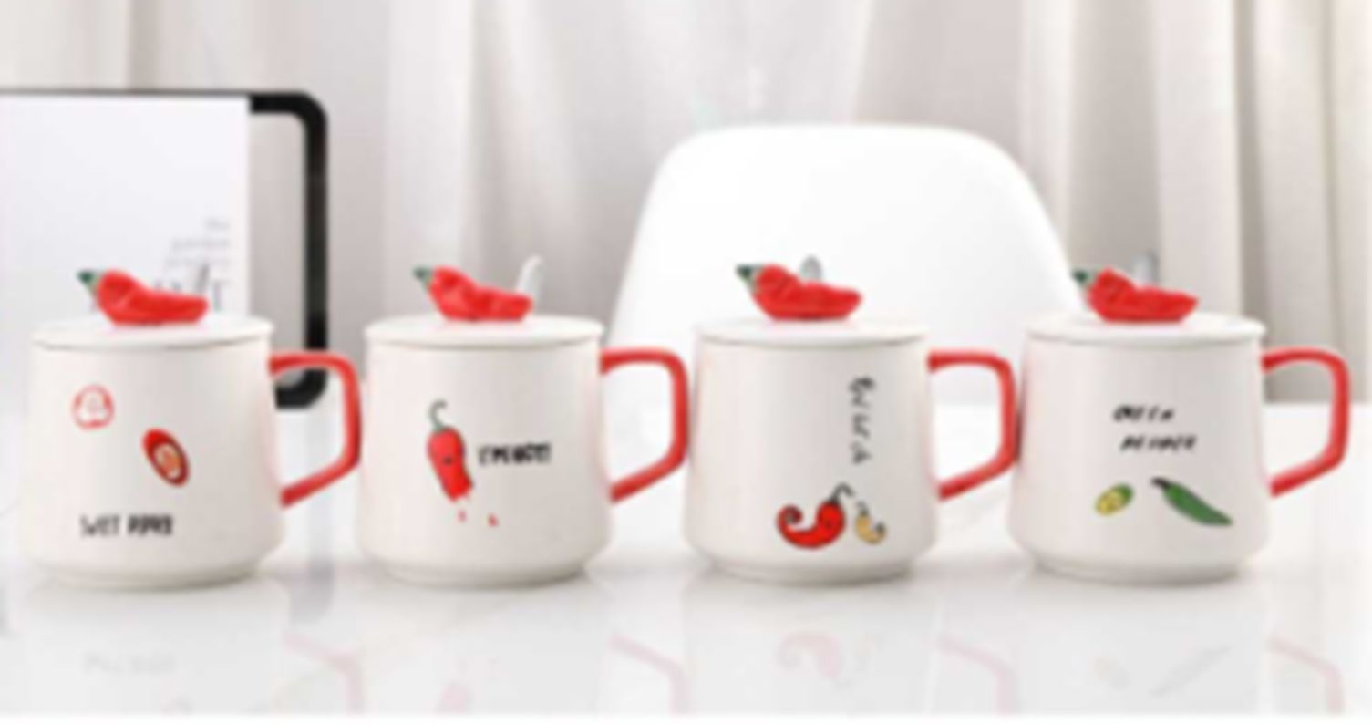 Yiwu Selection three-dimensional chili mug 450ml/36453 full figure