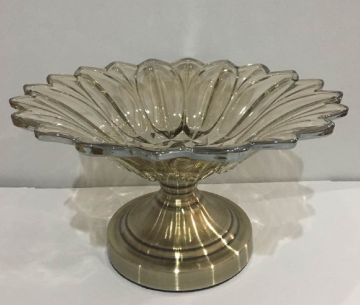 通宇84叶子果盘大欧式玻璃果盘带底座客厅家用大号糖果盘现代家居器皿装饰创意摆件