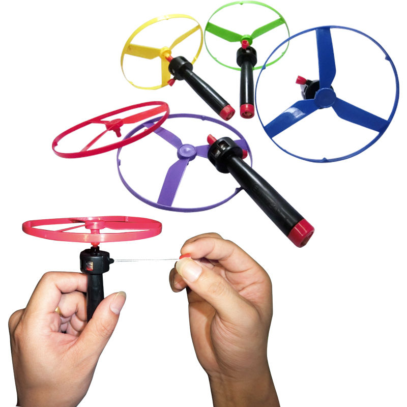 新款竹蜻蜓飞行器飞天仙子 儿童户外玩具手推拉线飞碟 怀旧飞盘详情图4