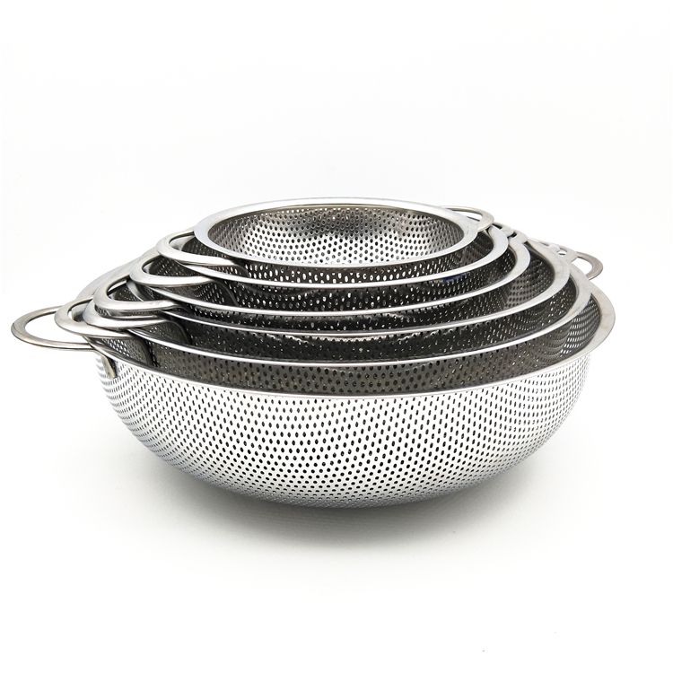 Stainless steel draining basin, rice washing basin, draining sieve, fruit basket, rice washing and vegetable washing basin 6PCS set