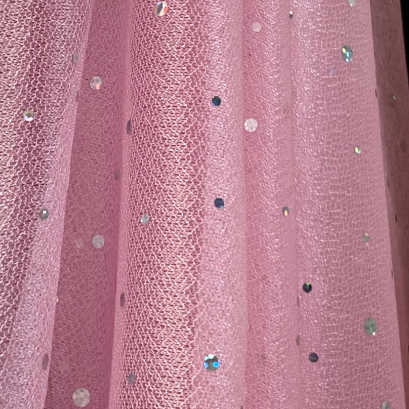 美人纱涤纶面料金桃心面料烫金烫银可定制服装饰品工艺品面料粉色