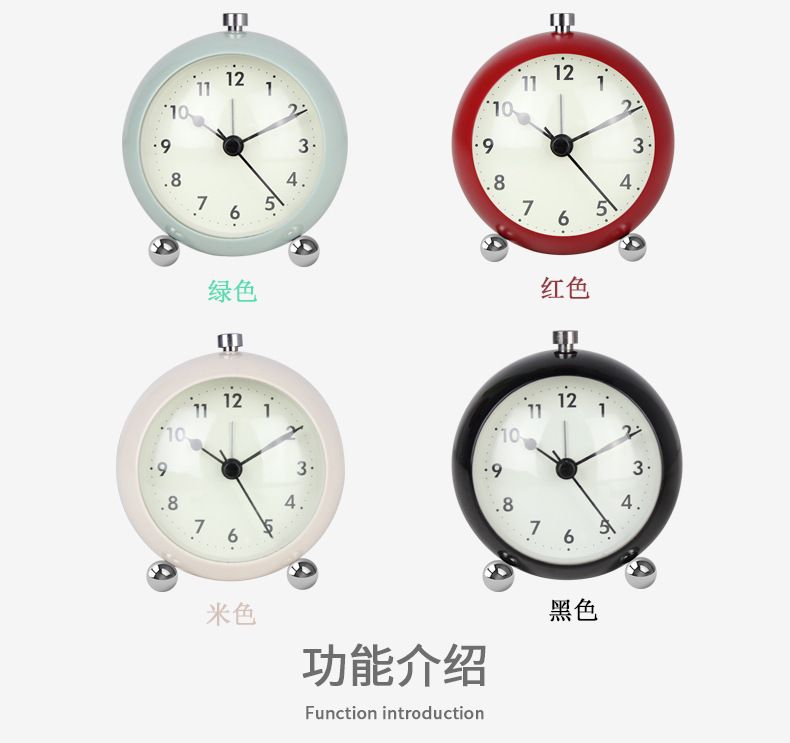 现代创意时尚3.5寸圆形数字闹钟欧式简约凸玻面静音扫秒金属时钟详情图5