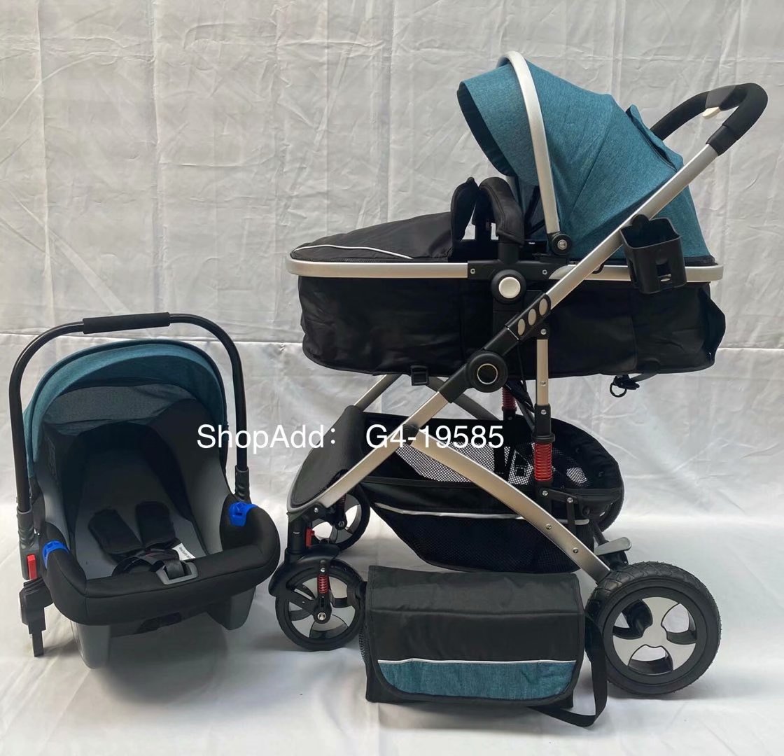 新款高景观三件套推车婴儿车外贸出口铝合金童车详情图1